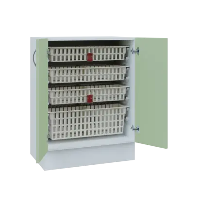 MBS - 65D2 spodní skříňka boxová, 2-dveřová, 908x654x600, korpus bílý, dvířka šedo-zelinkavá